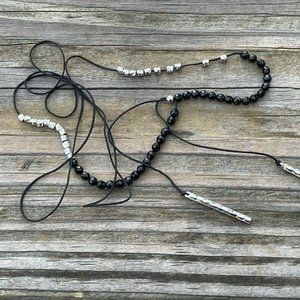 Gorjana Necklaces Black Cord Y neck adjustable silver nugget beads Necklace Jewe